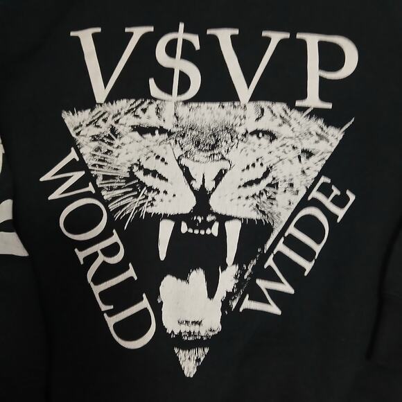 ASAP VSVP Worldwide Crewneck Sweatshirt Black Size S Leopard Graphic Pullover - Picture 2 of 10